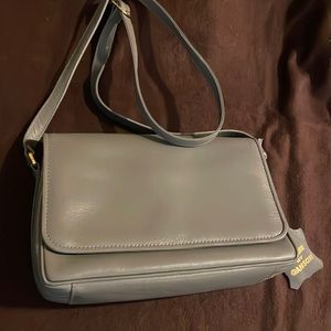 Vintage NWT GANSON Small Grey Leather Crossbody/shoulder  bag